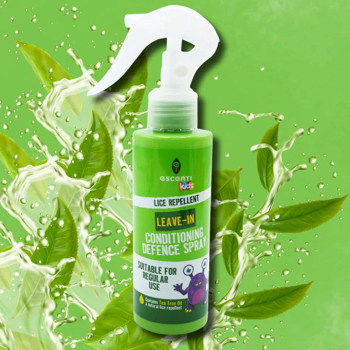 Escenti Head Lice Defence Kit 2X Kids Leave in Conditioner Spray 125Ml with Tea Tree for Lice Prevention and  Nit Comb for Tangle Free Hair