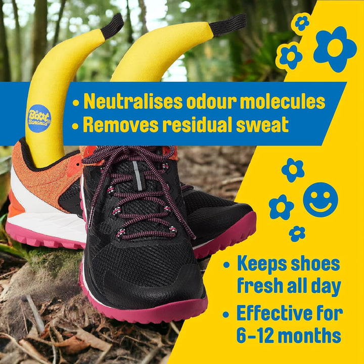 Original Shoe Deodorisers – Banana-Shaped Fresheners to Fight Footwear Funk – Eco-Friendly, Reusable Odour Fighters for Trainers, Boots & Smelly Kit – Combat Stink & Stay Fresh 6-12 Mo