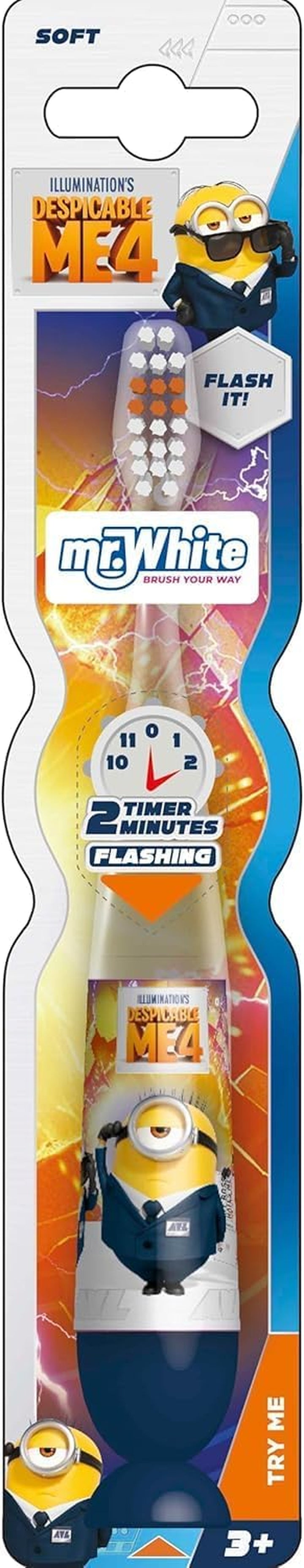 Disney Stitch Flashing Toothbrush for Kids with 2 Minute Flashing Light, Comfortable Handle Grip, Soft Rounded Bristles and Suction Cup for Upright Storage for Children Ages 3+