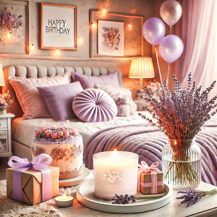 Candle Set, Scented Candle Gift Set for Her, 3 Scented Votive Candles, Birthday Gifts for Women/Men (Pink+Purple+White, 200G)