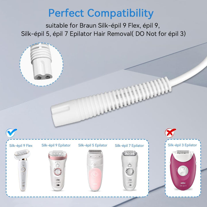 Charger for Braun Silk Epil 9,USB Charging Power Cord Trimmer Replacement Cable for Braun Silk-Epil 9, Silk-Epil 7, Epil 5, Epil 9 Flex Epilator Hair Removal