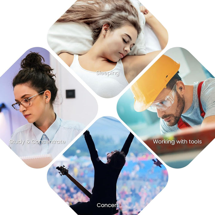 Ear Plugs for Sleeping, 2 Pairs of Reusable Earplugs for Noise Reduction 25Db-30Db with 8 Ear Tips, Soft Hearing Protection Earplugs for Concert,Noise Sensitivity, Study & Work