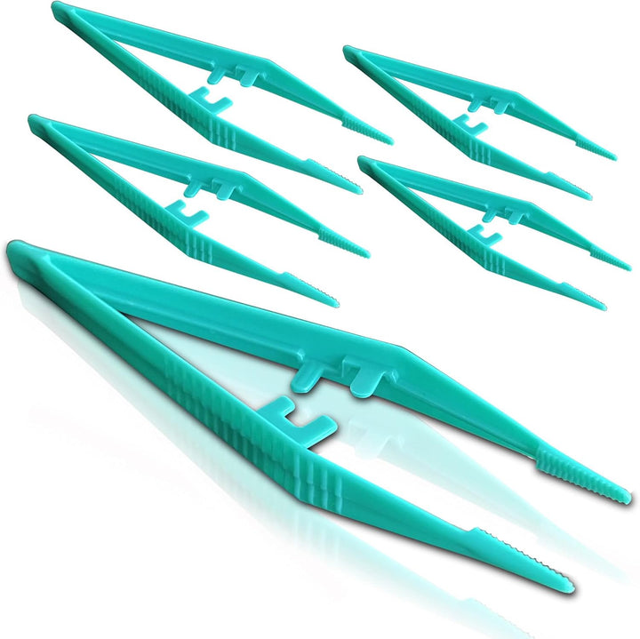 5 Pcs Re-Usable Plastic Tweezers - Ideal for Health & Beauty First Aid Medical DIY Arts & Crafts