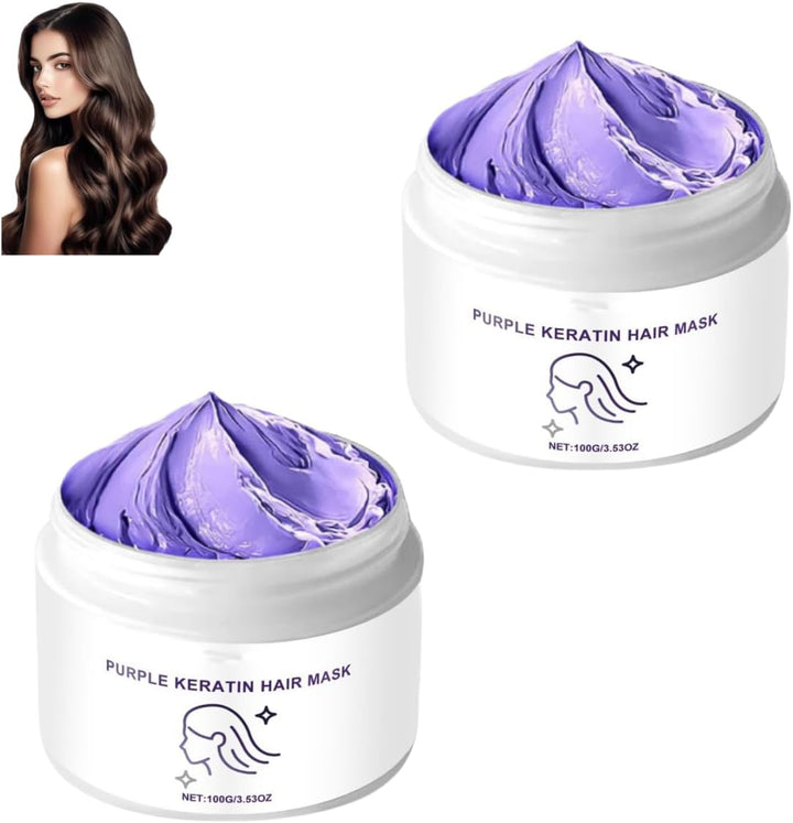 Purple Keratin Hair Mask, Keratin Moisturizing Conditioner, Deeply Conditions, Hydrates, Smooths, and Boosts Shine, Suitable for Damaged Hair