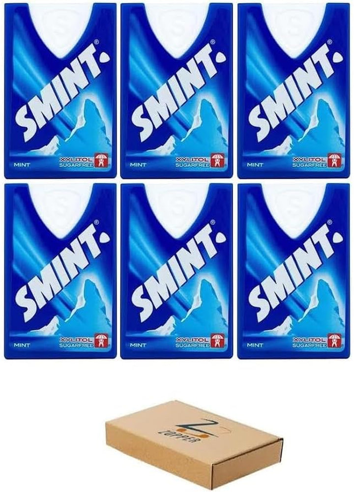 SMINT Sugar Free Mints XXL - Smint Mix Flavor Strawberry, Spearmint, Sweet Mint, Peppermint - 36 Mints Tin Pack of 4
