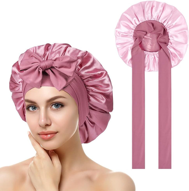 Satin Bonnet, Double-Sided Silk Bonnet Hair Wrap for Sleeping, Night Hair Sleep Cap with Elastic Band, Hair Care Head Cover Hat for Women Girls Long, Straight, Curly Hair