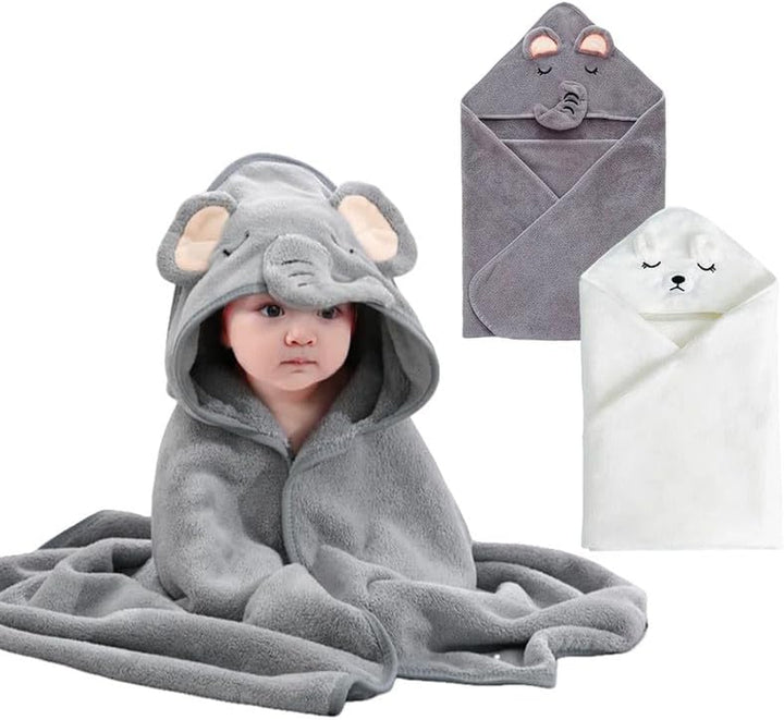 Hooded Towel for Babies, 80 X 80 Cm, Baby Bath Towel, Baby Bath Towel Made of Coral Fleece, Babies Newborns, Blue