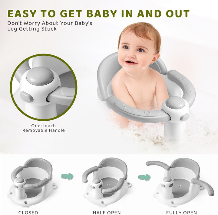 Baby Bath Seat, Infant/Toddler Sit up Bathtub Seat for 6-12-24 Months, Baby Bath Essentials Chair, Great Shower Gifts for Newborn and New Mothers