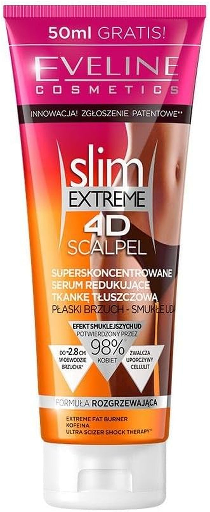 Slim Extreme 4D Super Concentrated Cellulite Slimming Hot Cream for Women Fast Fat Burning | 2-Week Lipo Shock Thearpy | Flat Belly, Slim Legs Waist , 250 ML, 1 Count (Pack of 1)