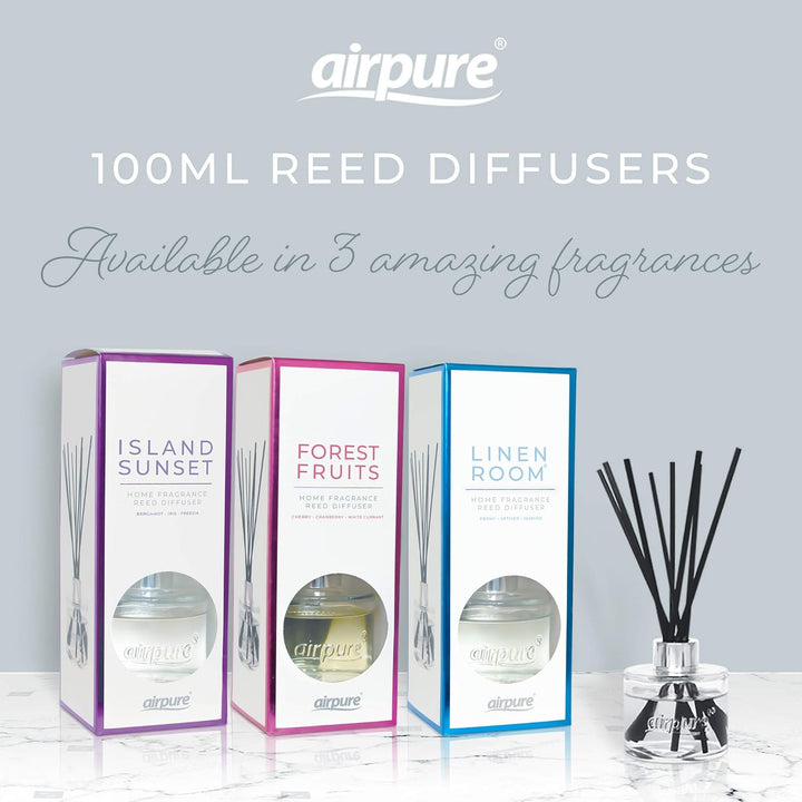 Reed Diffuser, 100Ml Oil Set with Sticks, 8X Black Reeds, Continuous Room Scent, Diffusers for Home Use in Living Room, Kitchen or as Bathroom Freshener - Linen Room Fragrance