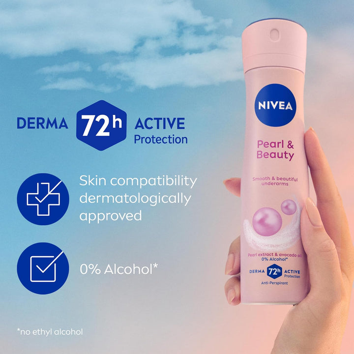 Pearl & Beauty Anti-Perspirant Deodorant Spray (150Ml), Women'S Deodorant Spray with 72H Sweat and Odour Protection, Anti-Perspirant for Women with Pearl Extracts