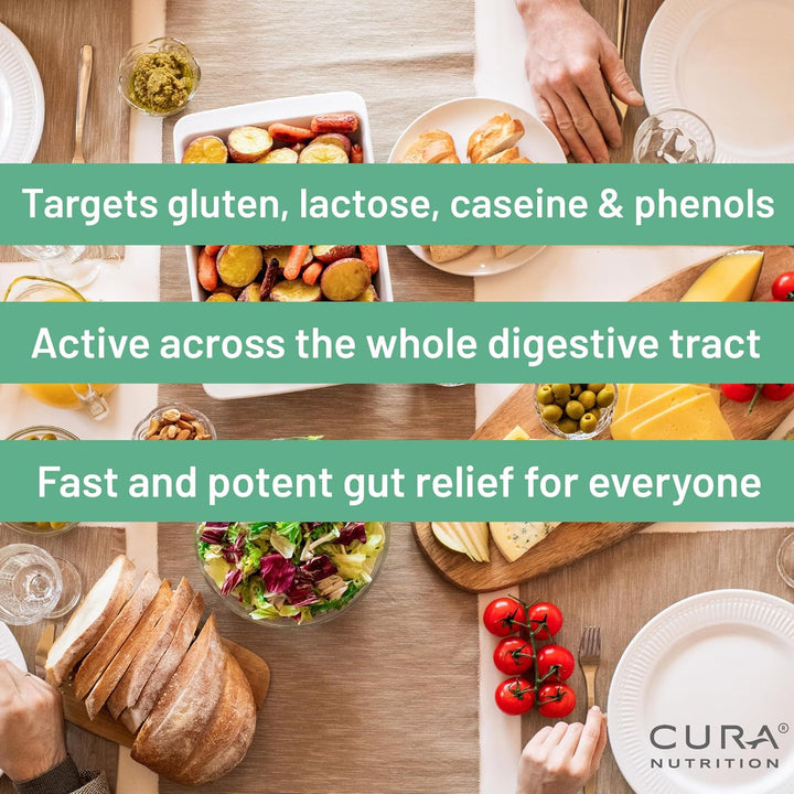 CURAZYME Tolerance (30 Capsules) Food Intolerance Digestive Enzymes Supplement for Gut Health Support, Broad Spectrum Enzyme Complex for Bloating, Heartburn, Digestion Relief, Vegan