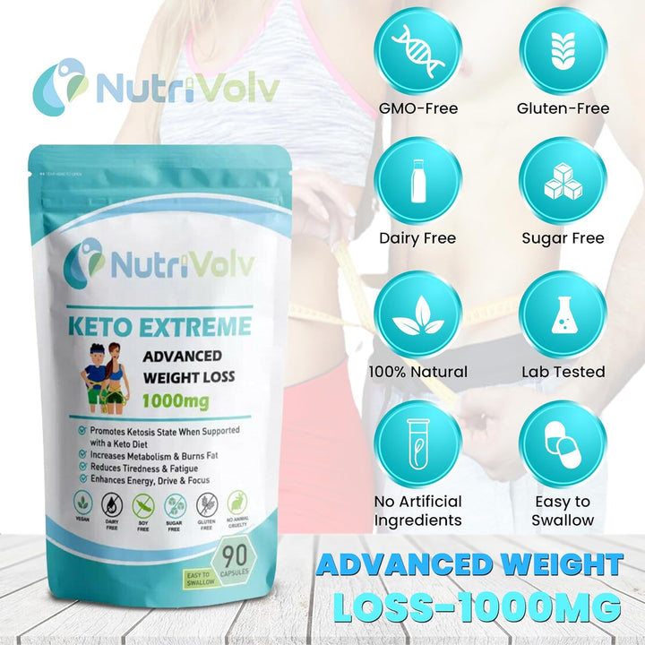 Keto Extreme Fat Burner Keto Diet, Weight Loss, Boost Energy Level & Metabolism - 90 Capsules