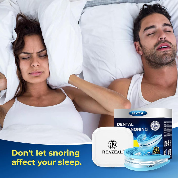 Anti Snoring Devices for Quiet Sleep: Snoring Aids for Men & Women - Adjustable Anti-Snoring Mouthpiece with One Replacement for Travel & Home Use