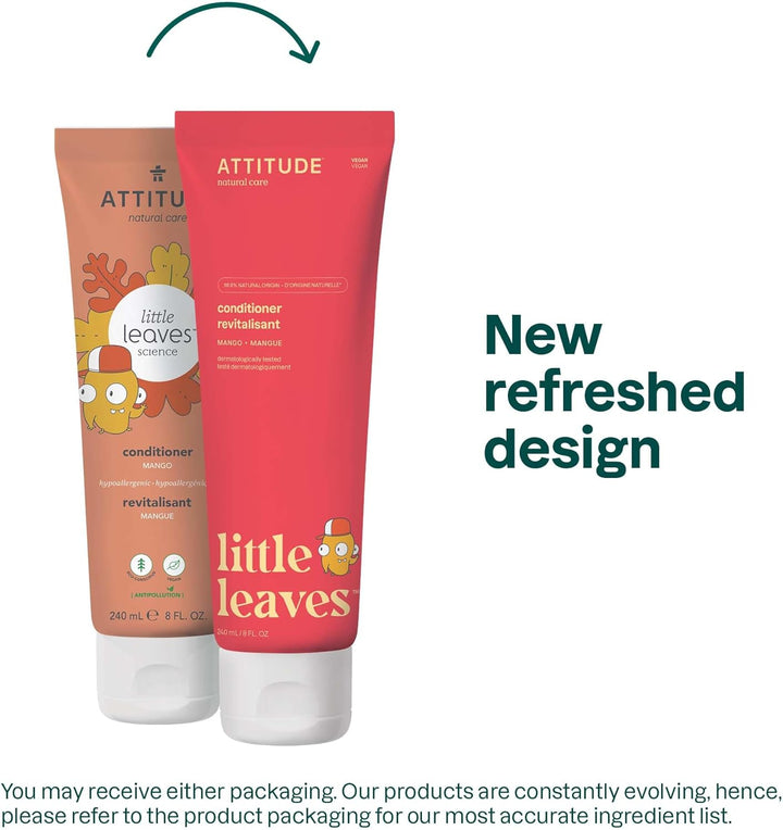 Hair Conditioner for Kids, Dermatologically Tested Products, Plant- and Mineral-Based Detangler, Vegan, Mango, 240 Ml