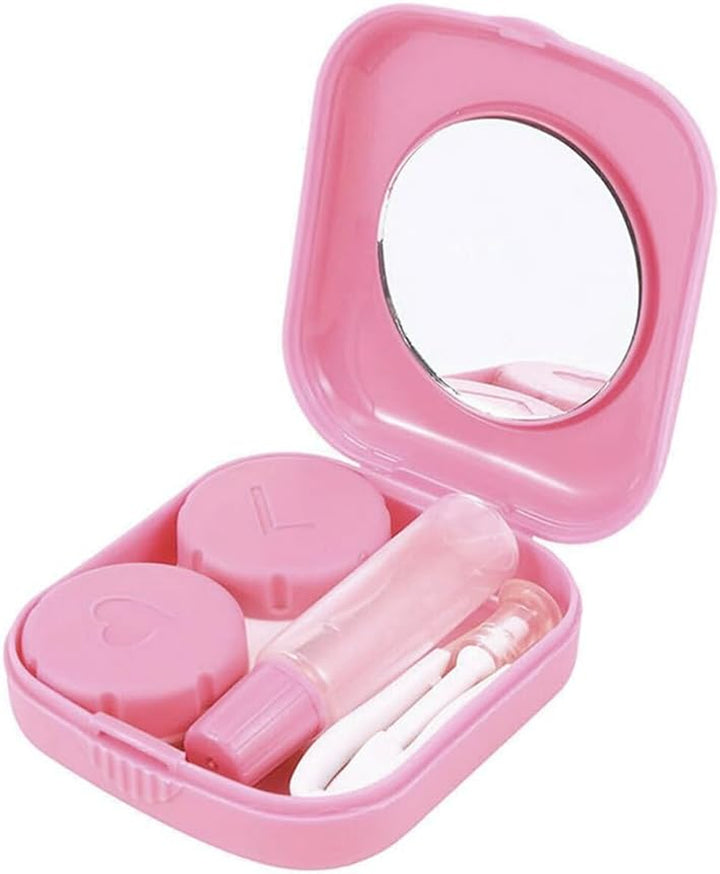 Portable Contact Lens Travel Kit with Mirror, Empty Drop Bottle, Lens Case and Tweezer – Compact Storage Set