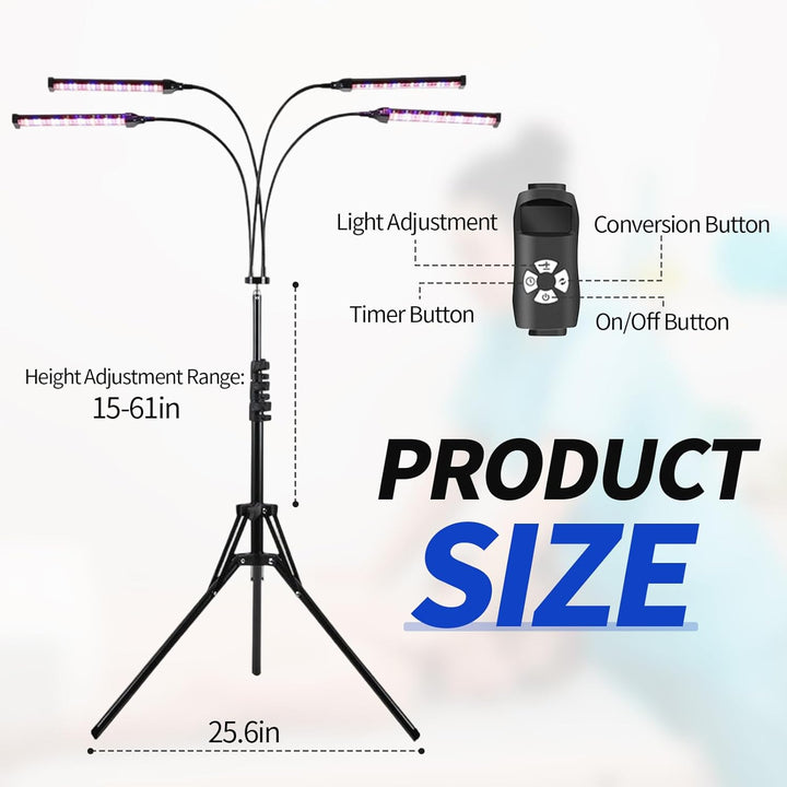 Tanning Lamp for Home with 460Nm & 490Nm Blue Light, 60W Face Tanning Lamp with 4 Lamp Heads and Adjustable Bracket, Tanning Bed with Adjustable Lighting Mode Intensity Time, Sunbeds for Home Tanning