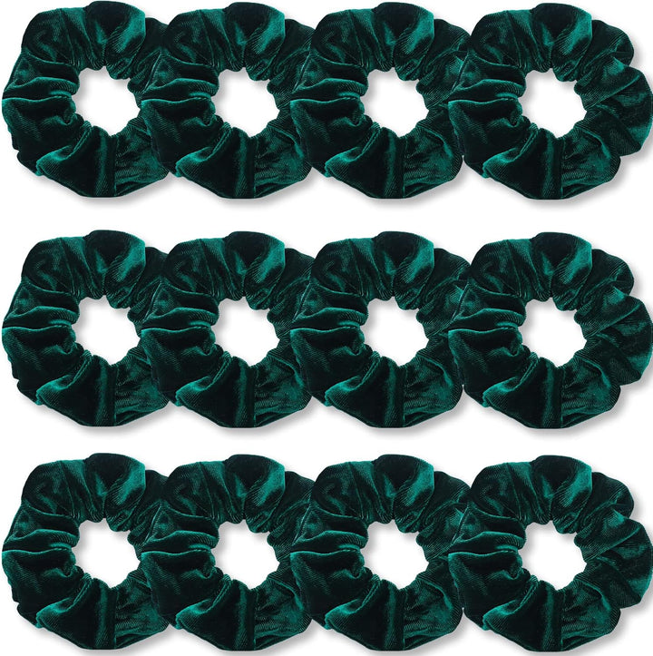 Scrunchies for Women, Premium Velvet Scrunchy for Hair, Solid Color Elastic Thick Bands, Soft Ropes Ponytail Holder Hair Accessories, 12 Pack