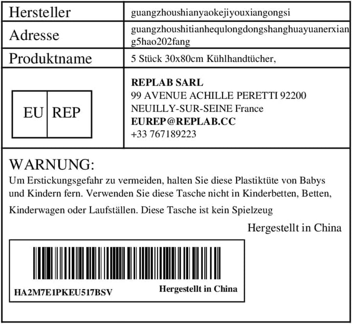 Pack of 5 30 X 80 Cm Cooling Towels, Polyester Fibre Cooling Towel, Cooling Towel Set, Cooling Towel Set for Camping, Hiking, Yoga, Golf, Travel