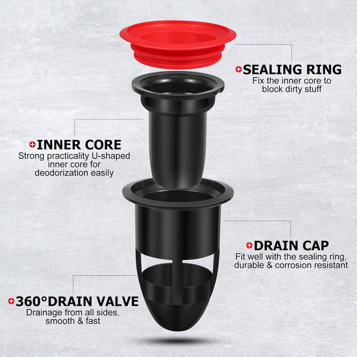 2PCS Shower Floor Drain Backflow Preventer Sewer Core Anti-Odor Plug for Kitchen Bathroom