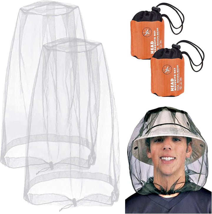 2 Pieces Mosquito Head Net, Nylon Face Net Mesh,Mesh Bug Net for Outdoor Hiking Camping Climbing Fishing and Walking (Dark Black)
