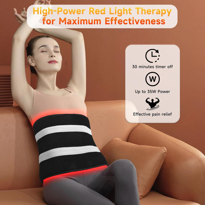 2025 New Portable Red Light Therapy Belt for Body Pain Relief, 24" X 12" Medical-Grade TPU, Dual Wavelength near Infrared Red Light Pad for Face and Body (Black)