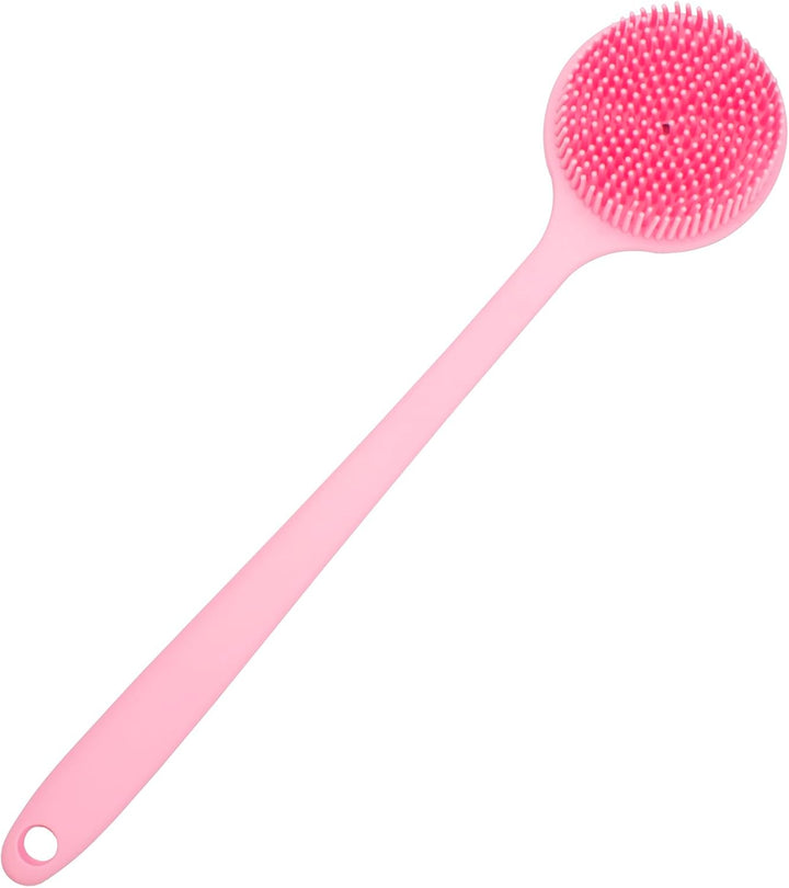 Back Scrubber for Shower Soft Silicone Bath Body Brush with Long Handle (Black)