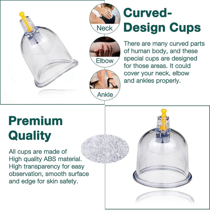 Professional Cupping Therapy Set, 18 PCS Suction Cups with Pumping Handle, Chinese Cupping Set, anti Cellulite Cupping Massage for Body and Face, Relief Muscle Tension Pain