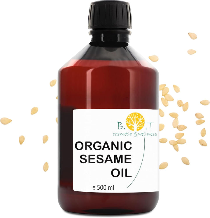 100% Pure and Natural Organic Sesame Oil Extracted from the Cold Pressing of Sesame Seeds. Certified Organic. Skin and Hair Care. Ayurveda Massage Oil - 1000 Ml 1 L 35.2Fl Oz