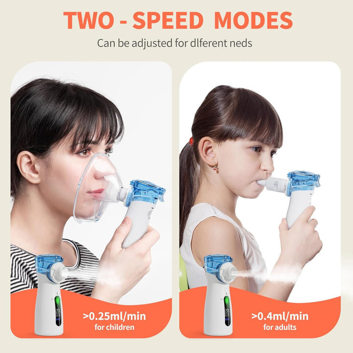Nebuliser Machine for Adults & Kids, Steam Inhaler, Nebuliser for Kids, Portable Nebuliser for Adults Sinus Inhaler with Digital Display, Timed and Automatic Cleaning Suit for Travel & Home (Blue)