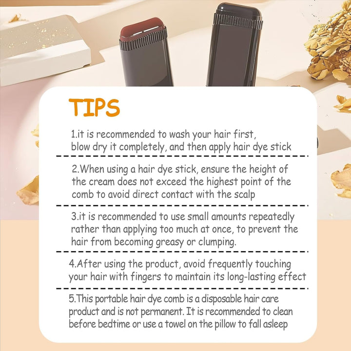 Portable Double-Pack Hair Dye Sticks, Gray Hair Cover Comb, Sweat-Proof and Color-Protecting, Multiple Colors Available. Used to Cover Gray Hair, Waterproof and Sweat-Proof, 2In1 Quick C