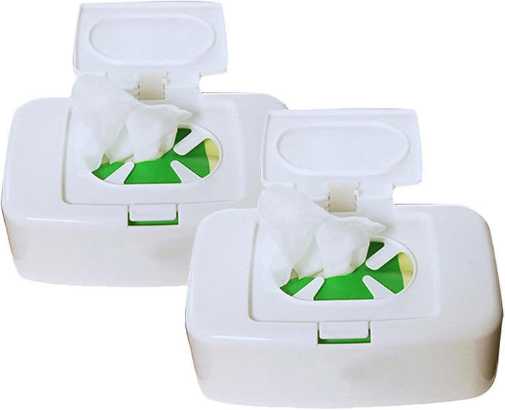 2 Pack Wet Wipes Dispenser Box, Wipes Container Holder, Napkin Storage Holder Container Box, Dustproof Toilet Tissue Paper Box with Lid, Baby Wipes Dispenser for for Bathroom, Kitchen, Office, Travel
