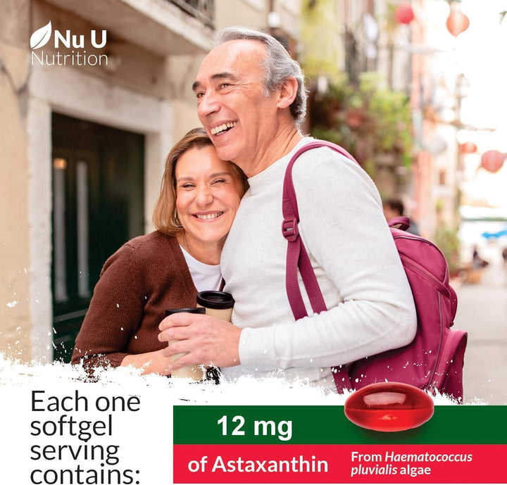 Astaxanthin 12Mg - 180 High Strength Softgel Capsules - 6 Month Supply - Powerful Antioxidant Supplement - Astaxanthin from Haemotococcus Pluvialis Algae - Made in the UK -