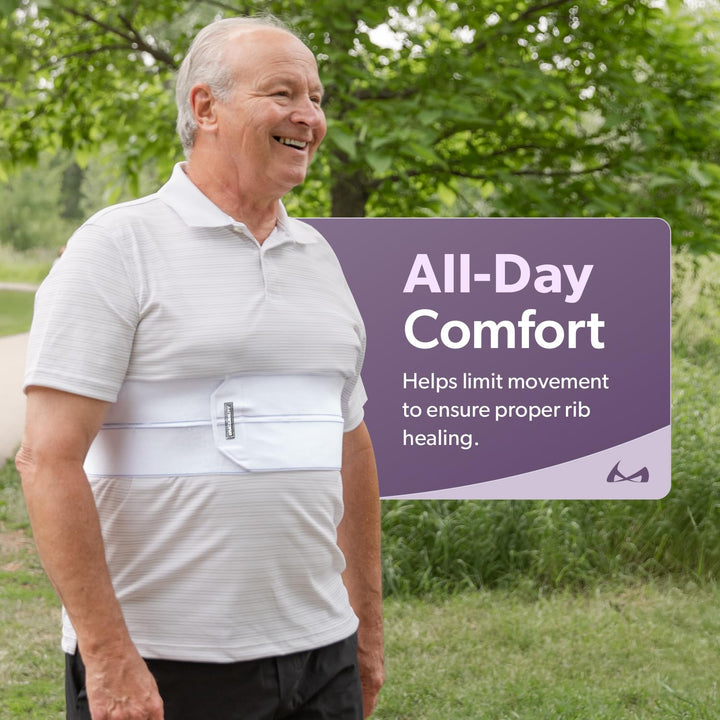 Broken Rib Brace | Elastic Chest Wrap Belt for Cracked, Fractured or Dislocated Ribs Protection, Compression and Support (Female - Fits 28"-60" Chest)