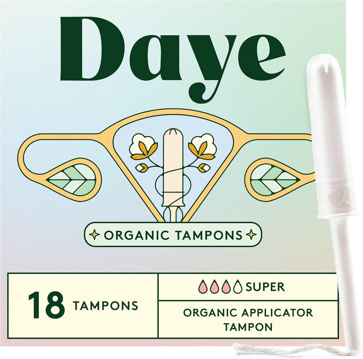 Organic Tampons Regular | 18Ct | Pesticide & Metal Tested, 100% Organic Cotton, Best Absorbency | No-Shed Sleeve, Sugarcane Applicator