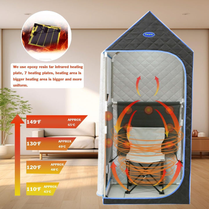 Sauna,Portable Sauna,Folding Full Body Infrared Sauna Tent with Remote Control,Infrared Panel,Folding Chair,For Personal Spa (Black)