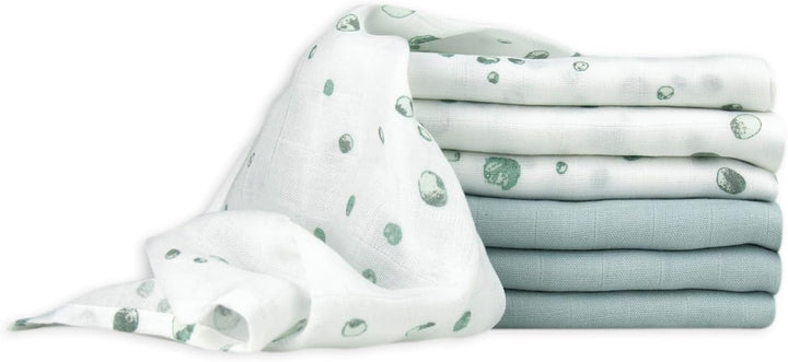 Muslin Baby Wash Cloths 6 Pack, 30 X 30 Cm, Whisper Grey,