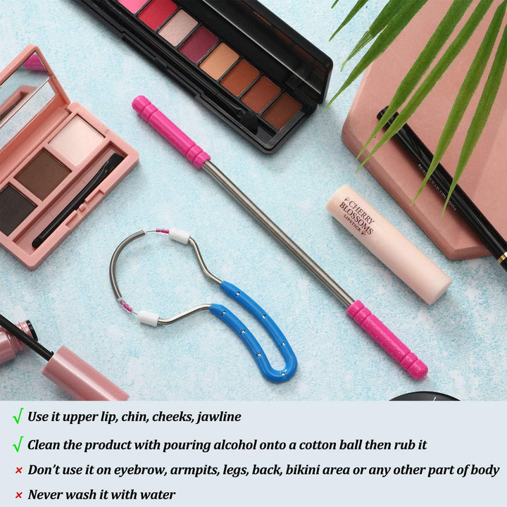 2 Pieces Spring Facial Hair Remover Manual Epilator Spring Face Hair Roller Threading Epilator Tools for Face Hair Removing Supply