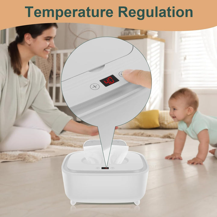 Uk Wipe Warmer Large Capacity Baby Wipe Warmer Intelligent Adjustable Temperature Infant Wipes Heater Top Heating Bottom Moisturizing Wipe Warmer for Babies Infants .(White)