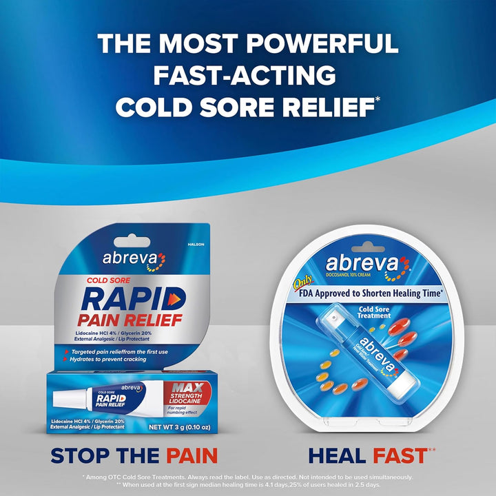 Cold Sore Treatment Rapid Pain Relief Cream - 1 Tube, 3 Grams