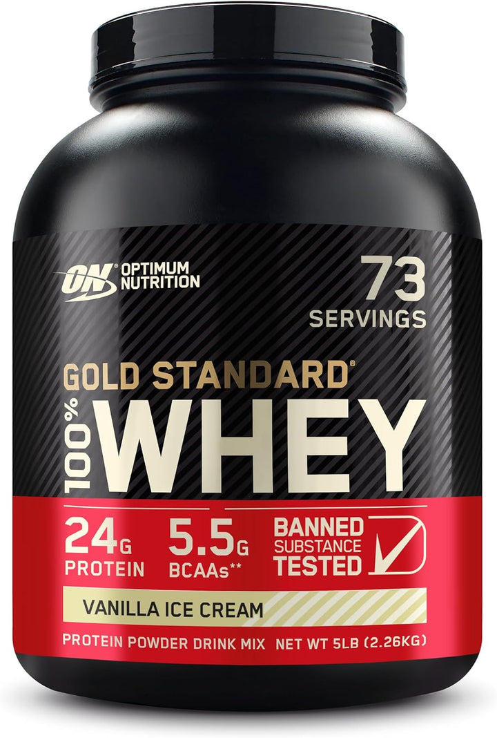 100 Percent Vanilla Ice Cream Whey Gold Standard Supplements, 5 Lbs, 2.27 Kg