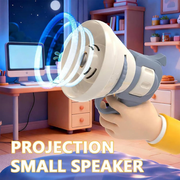 Hilarious Costume Projector &Voice Changer Speaker, Funny Transformation Projector Speaker,Prank Voice Props Can Record Audio, Handheld Bag Charm for Both Adults and Children (Yellow)