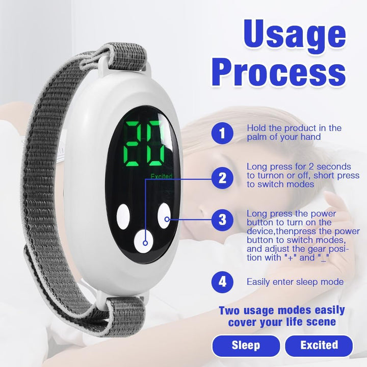 Sleep Aids for Adults, Calm Carry for Anxiety Sleep Aid Device, USB Charging Microcurrent Holding Sleep Instrument, Portable Sleep Aids for Adults with Comfortable Adjustable Strap(White)