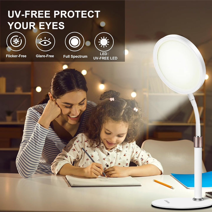 SAD Lamp, SAD Light Therapy Lamp, Uv-Free 10000 Lux Sun Lamp Therapy with 3 Light Colors & 9 Adjustable Brightness & 3 Timer for Lift Mood
