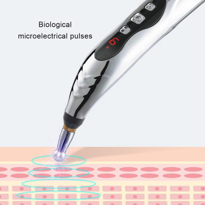 Electronic Acupuncture Pen 9 Gears USB Rechargeable Acupuncture Pen for Pain Relief Vibrating Pen with 5 Massage Heads for Pain Gone Relief Pain Relief Pen111