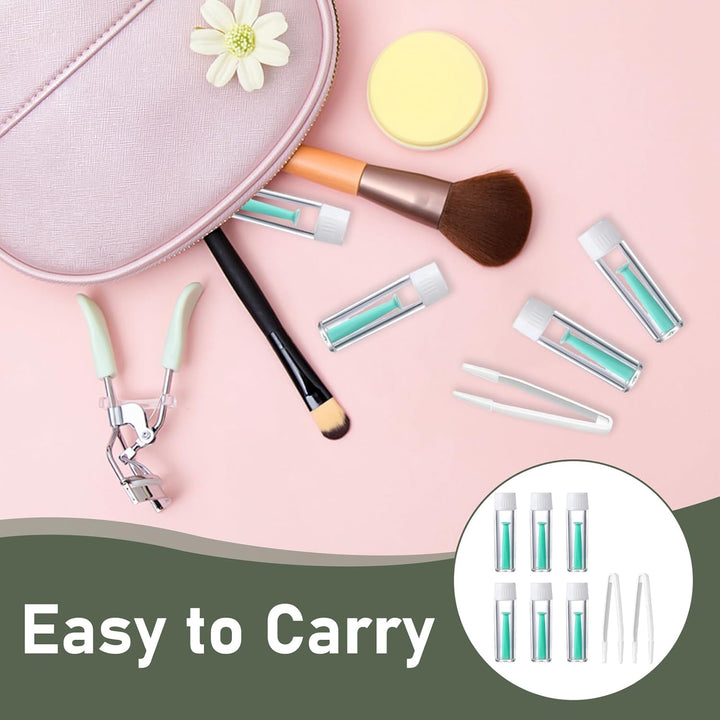6 Pack Silicone Contact Lens Inserter, Contact Lens Remover with 2 White Tweezers, Hygienic Suction Holder for Soft and Hard Lenses Ideal for Travel and Daily Use Lightweight and Portable Design Green