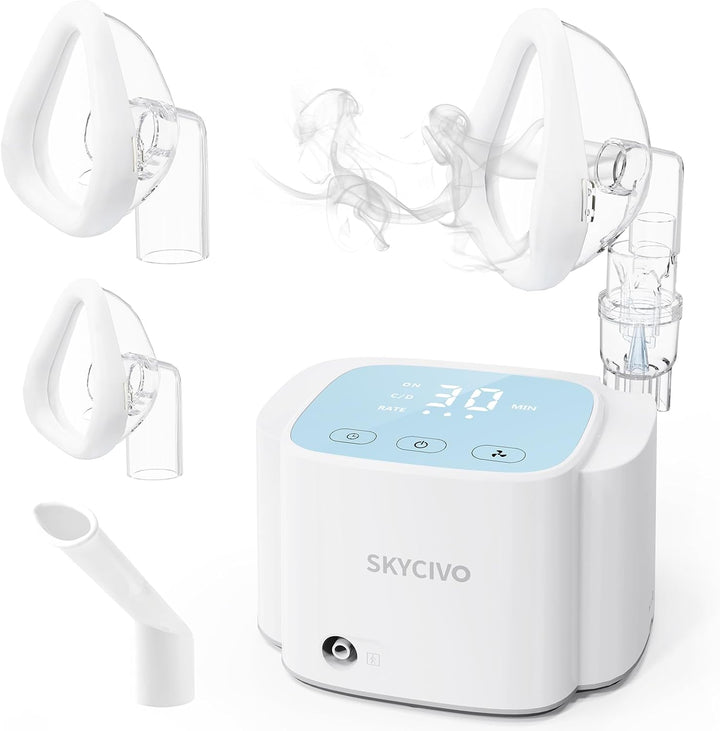 Nebuliser Machine for Adults and Kids, Ultra Quiet Smart Digital Compressor Steam Inhaler, Portable Nebuliser with Adjustable Pressure and Countdown Timer for Home & Travel Ues