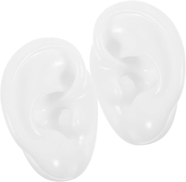 Silicone Artificial Ear Display Models for Hearing Aid Practice and Acupuncture Training Realistic Ear Shape Molds for Jewelry and Piercing Practice White