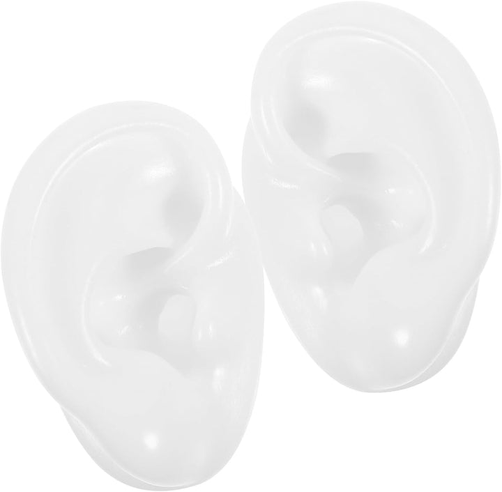 Silicone Artificial Ear Display Models for Hearing Aid Practice and Acupuncture Training Realistic Ear Shape Molds for Jewelry and Piercing Practice White