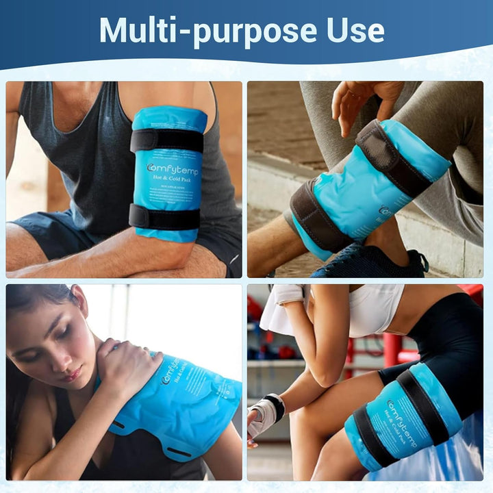 27X35Cm Knee Ice Pack Wrap, Reusable Gel Cold Pack for Knee Pain Relief, Hot & Cold Compress Therapy for Leg Injuries, Knee Replacement Surgery, Arthritis, Bruises & Sprains